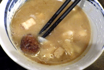綿麺 フライデーナイト Part128 (17/4/28) 鶏煮込みつけ麺（つけ汁のアップ）