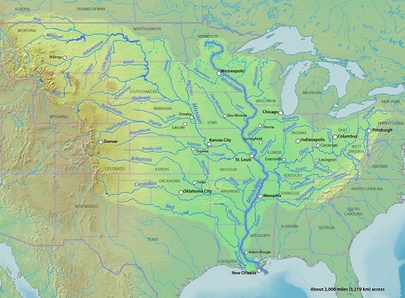 ミシシッピ川流域図